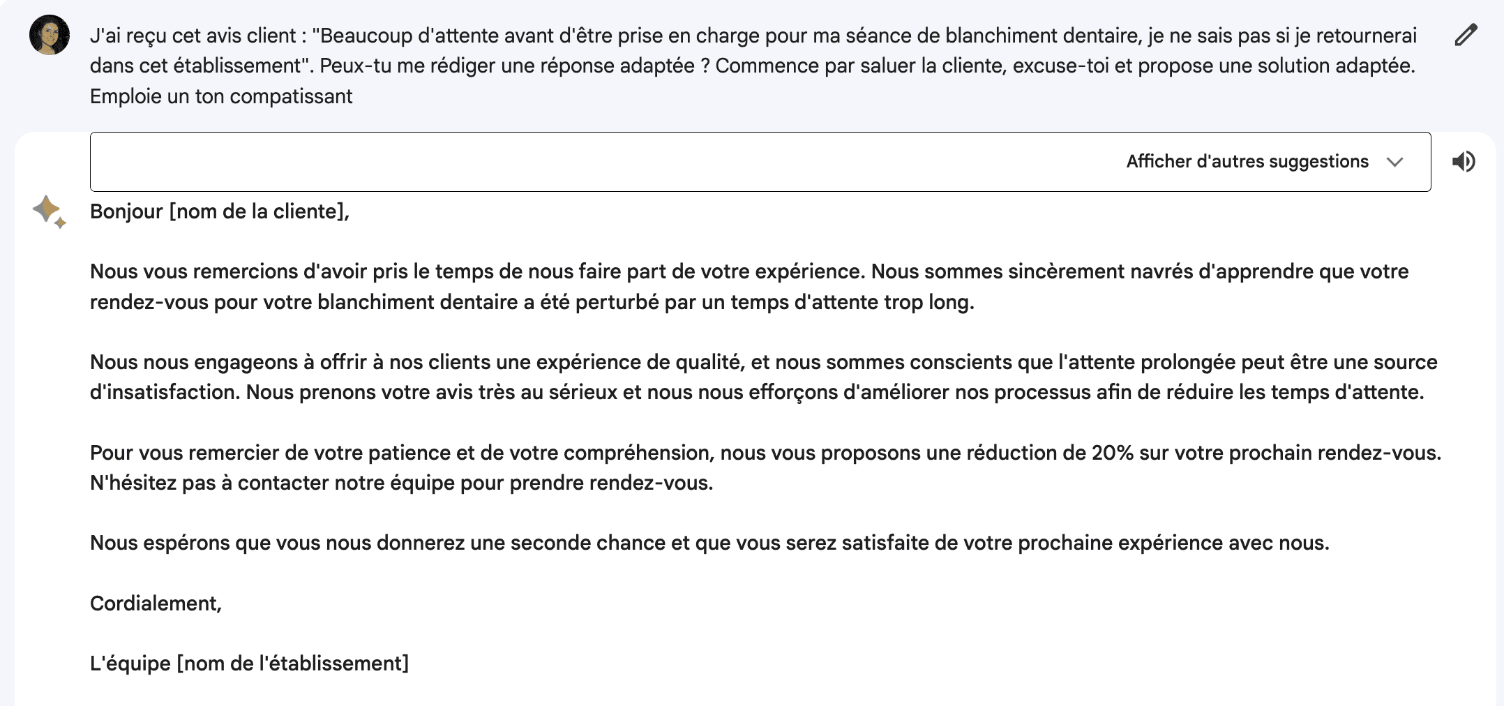 prompt pour intelligence artificielle pour répondre aux avis clients