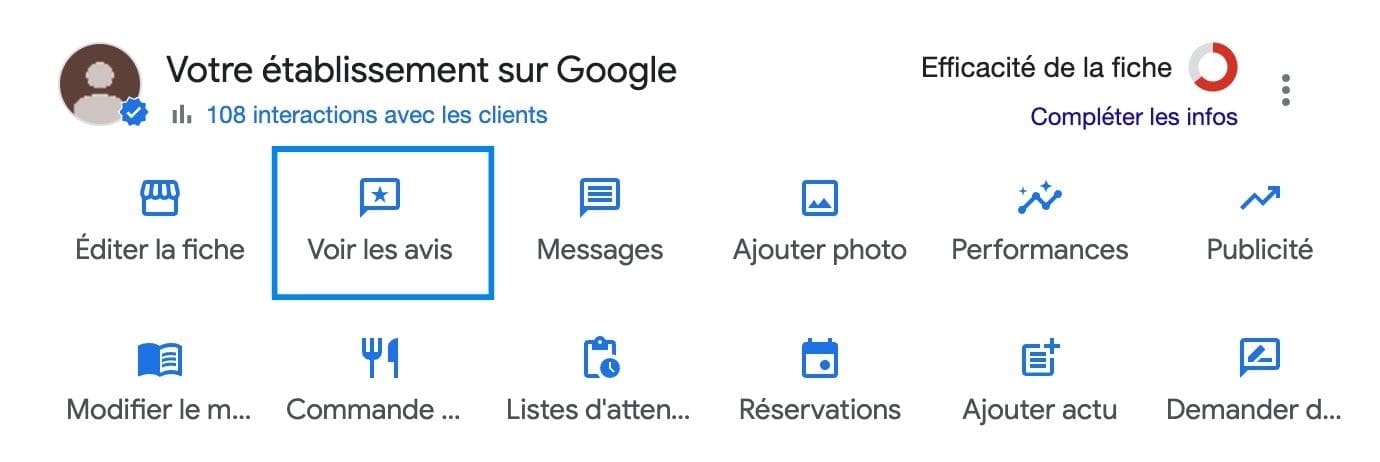 bouton voir les avis google