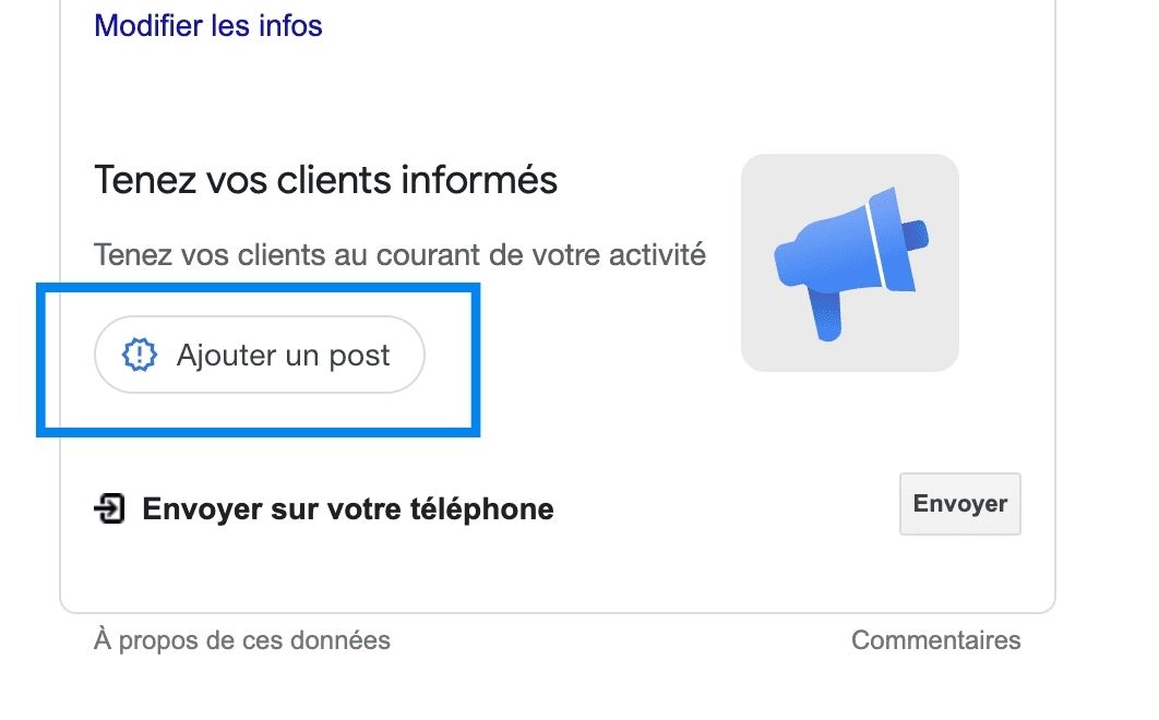 bouton pour poster un Google Post