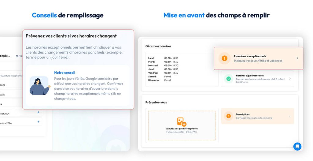 Conseils de remplissage sur l'application Partoo