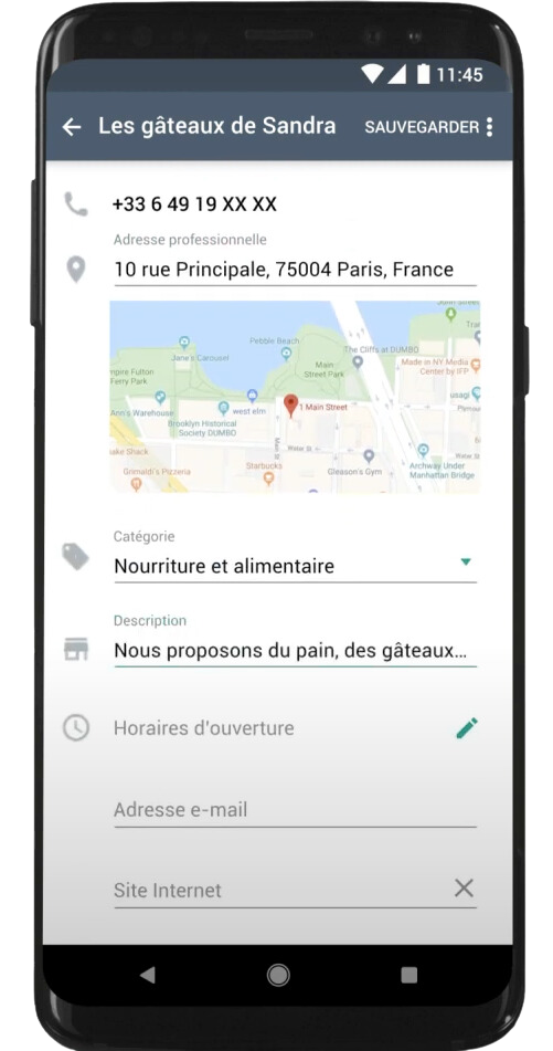 adresse à remplir sur le profil d'entreprise whatsapp