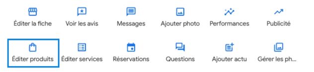 bouton pour ajouter un produit sur l'éditeur de fiche Google