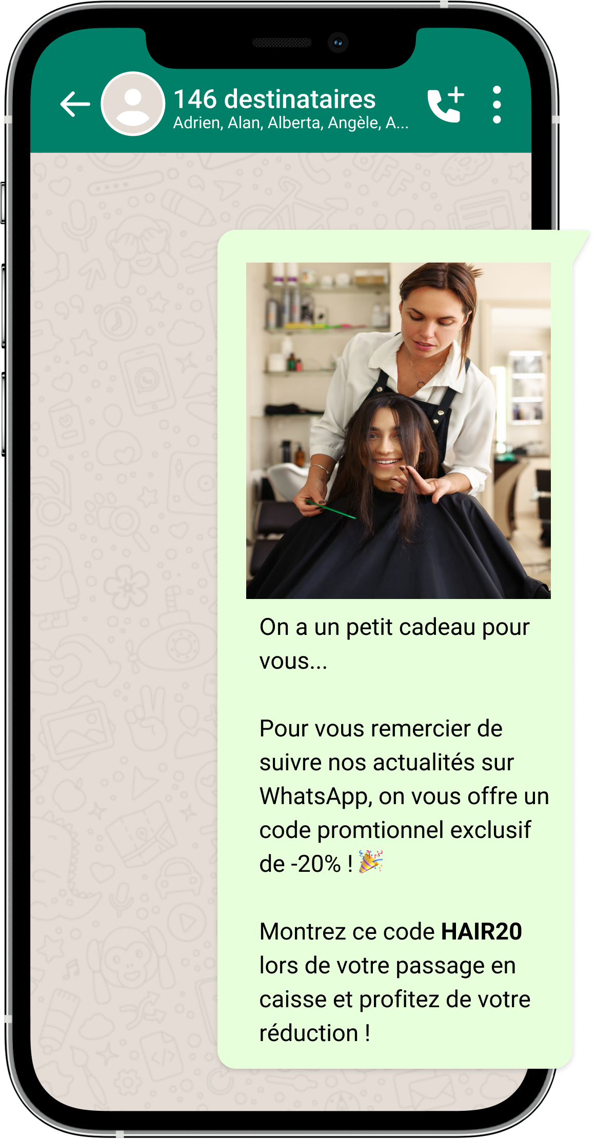 communication sur whatsapp avec codes promo