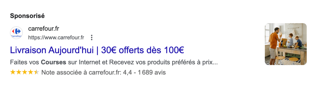 annonce google ads avis exemple carrefour