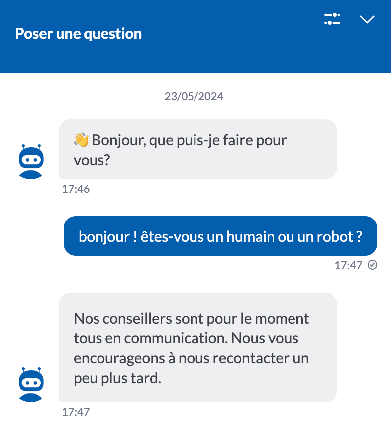 exemple d'un livechat en ligne