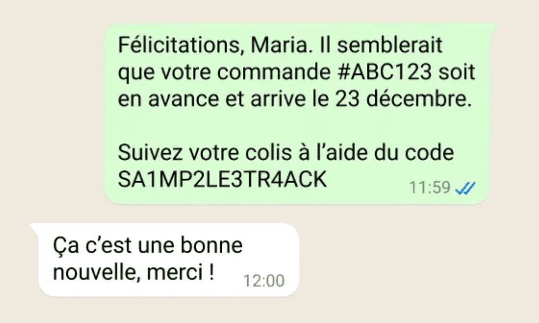 suivi de commande sur whatsapp