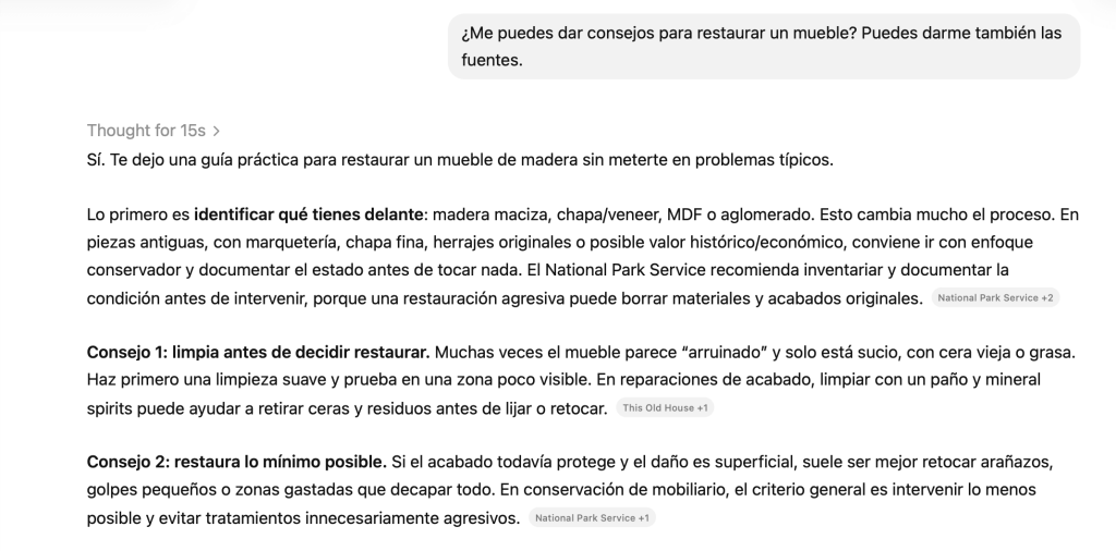 Una búsqueda en IA: GEO