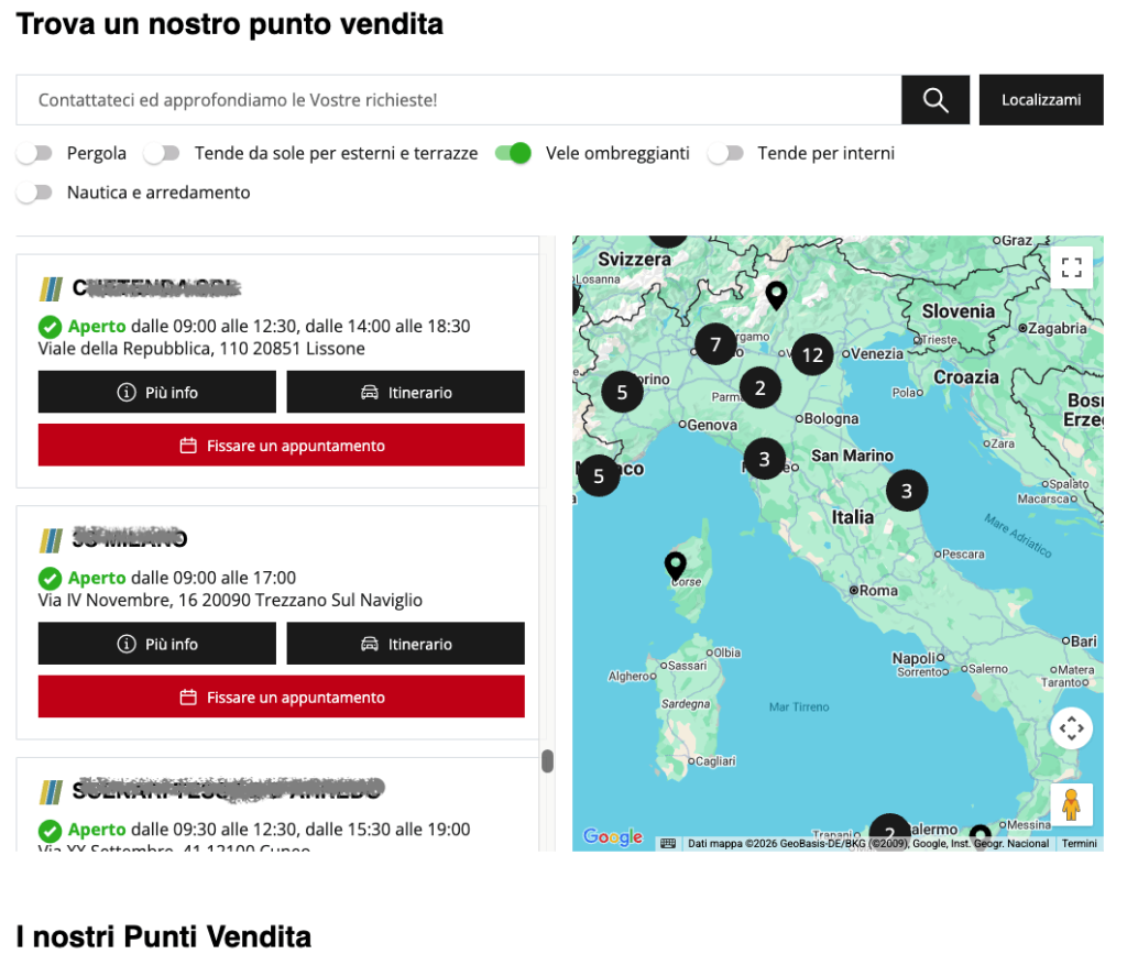 esempio di un dealer locator