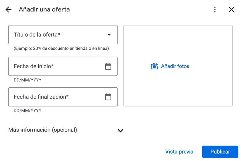Completar un Google Post.