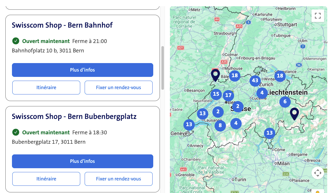exemple de cta sur un store locator