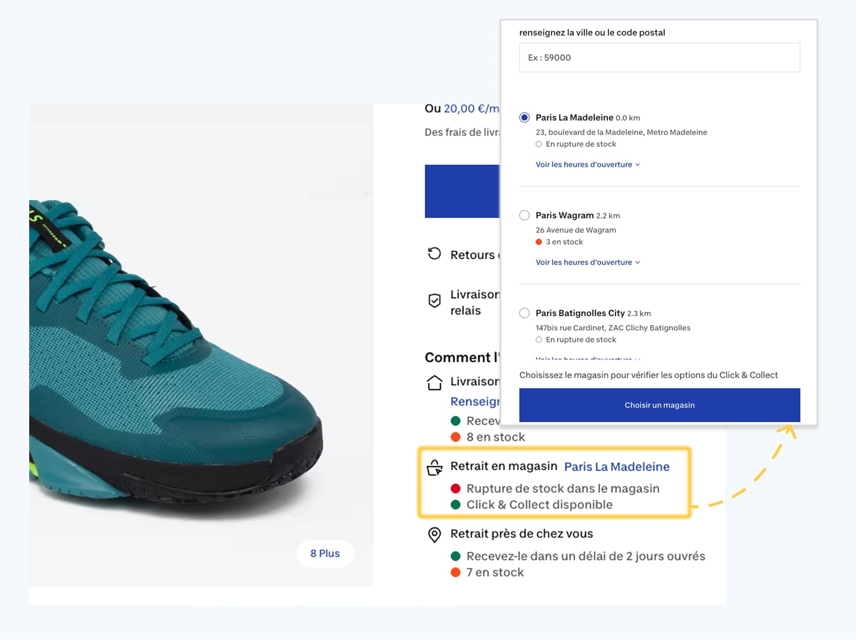 exemple d'un product locator sur une page produit