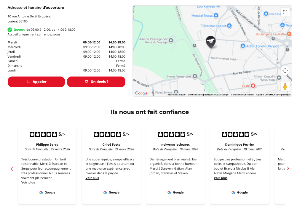 avis google sur un store locator