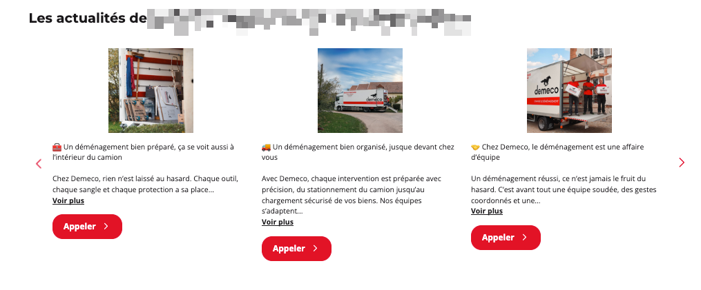 exemple de google posts sur un store locator