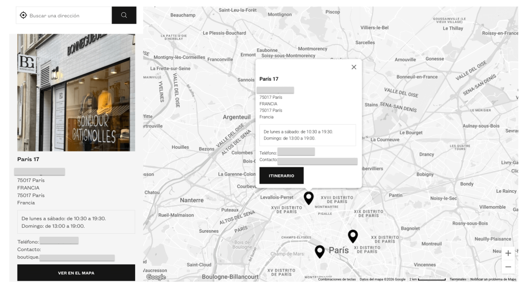 Ejemplo de store locator escaparate