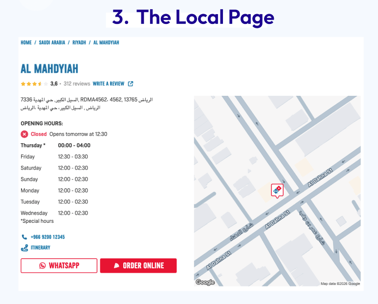 example of local page in a store locator