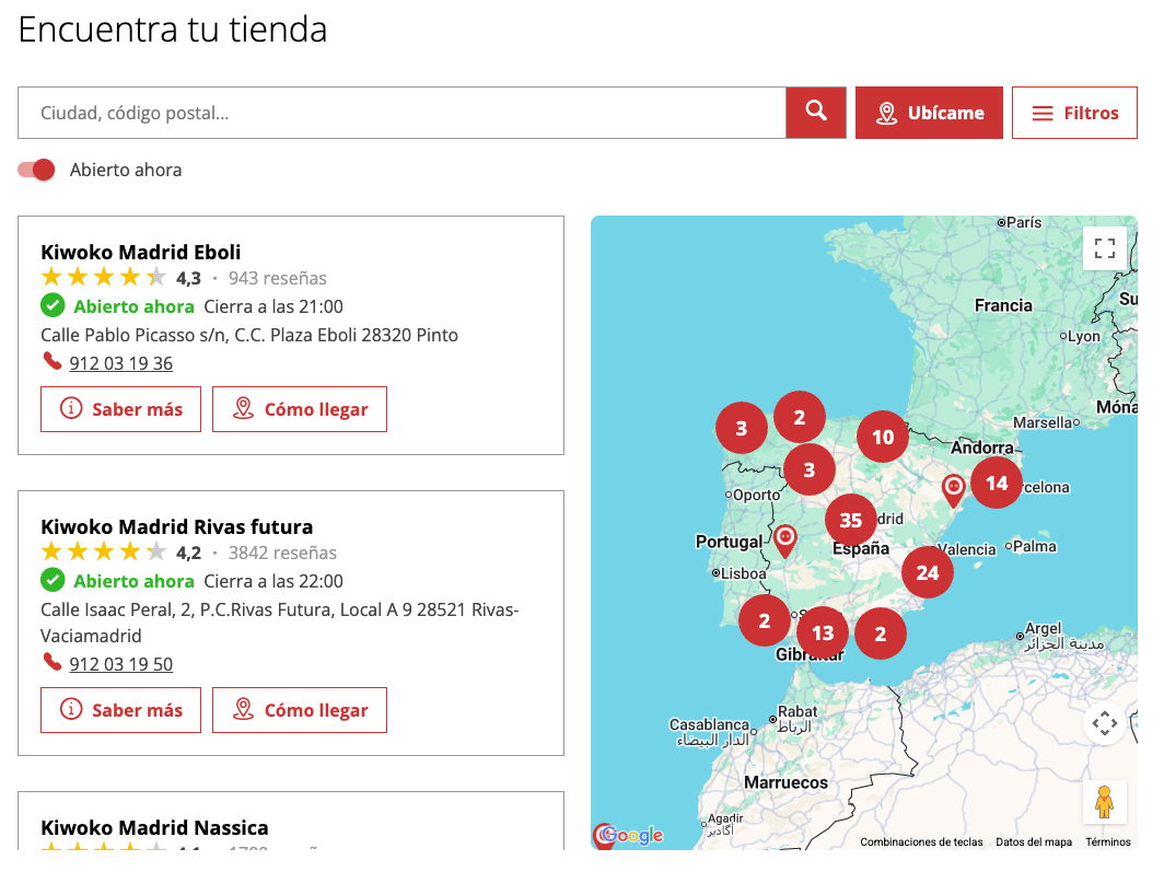 Store Locator con la funcionalidad &laquo;abierto ahora&raquo;