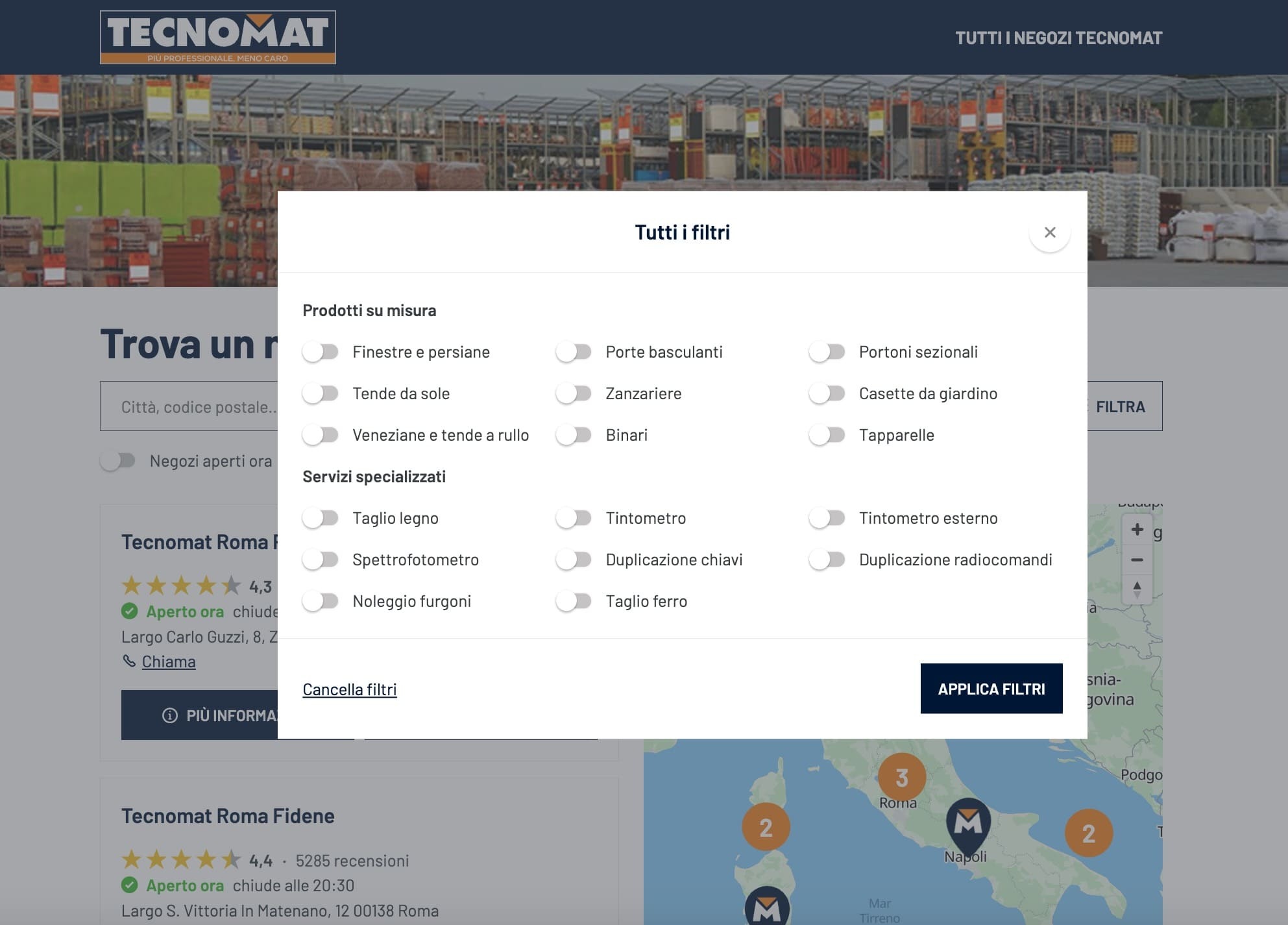 Filtri Store Locator