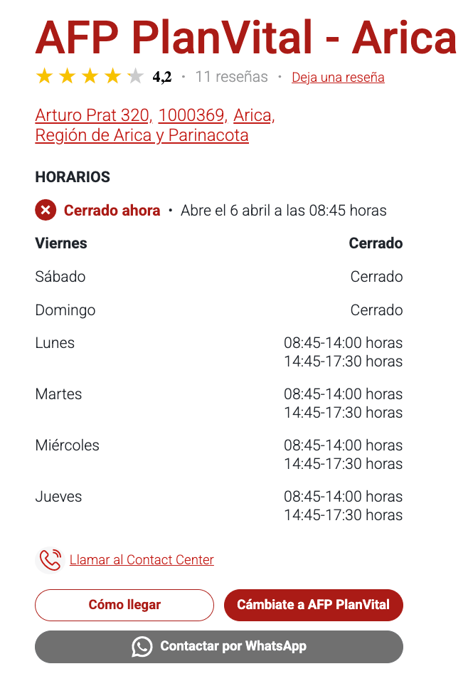 Informaci&oacute;n completa en la p&aacute;gina local de un Store Locator