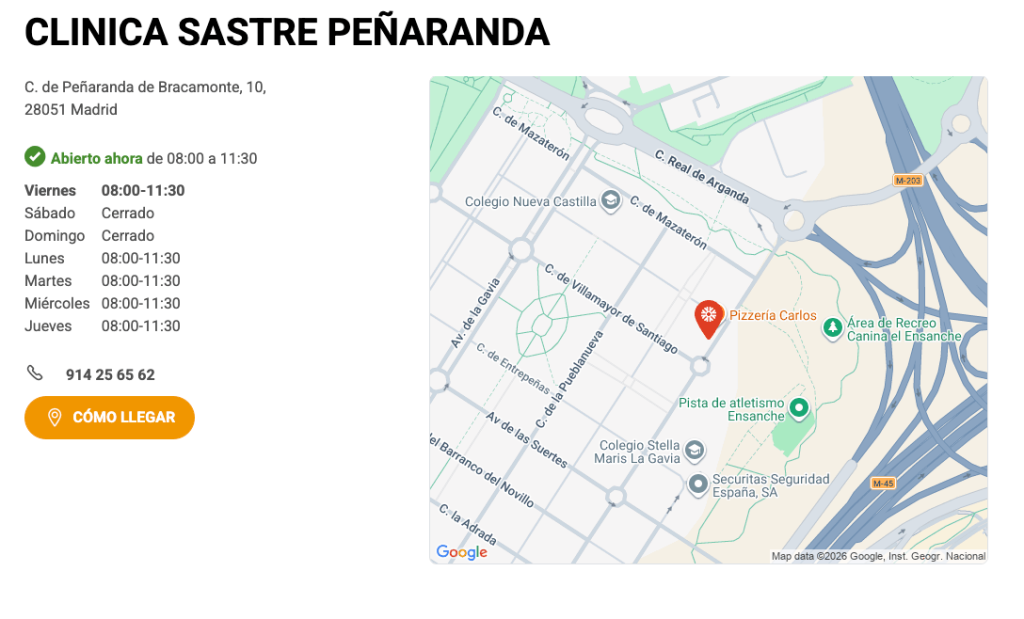 Una p&aacute;gina local de un store locator