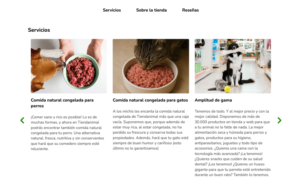 Servicios en la p&aacute;gina local de un store locator