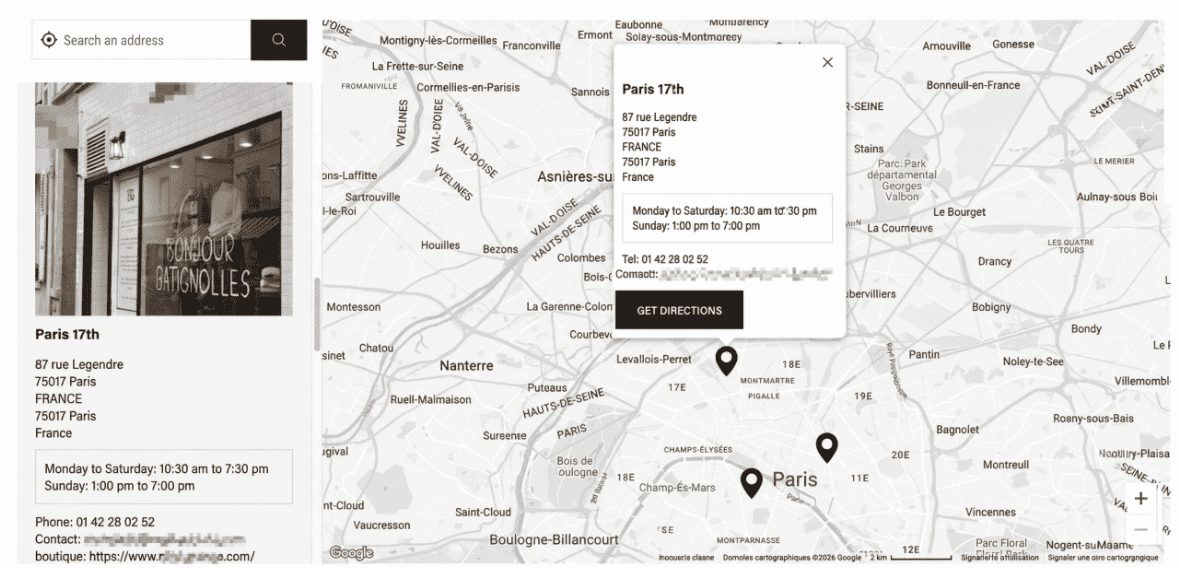 example of a showcase store locator 
