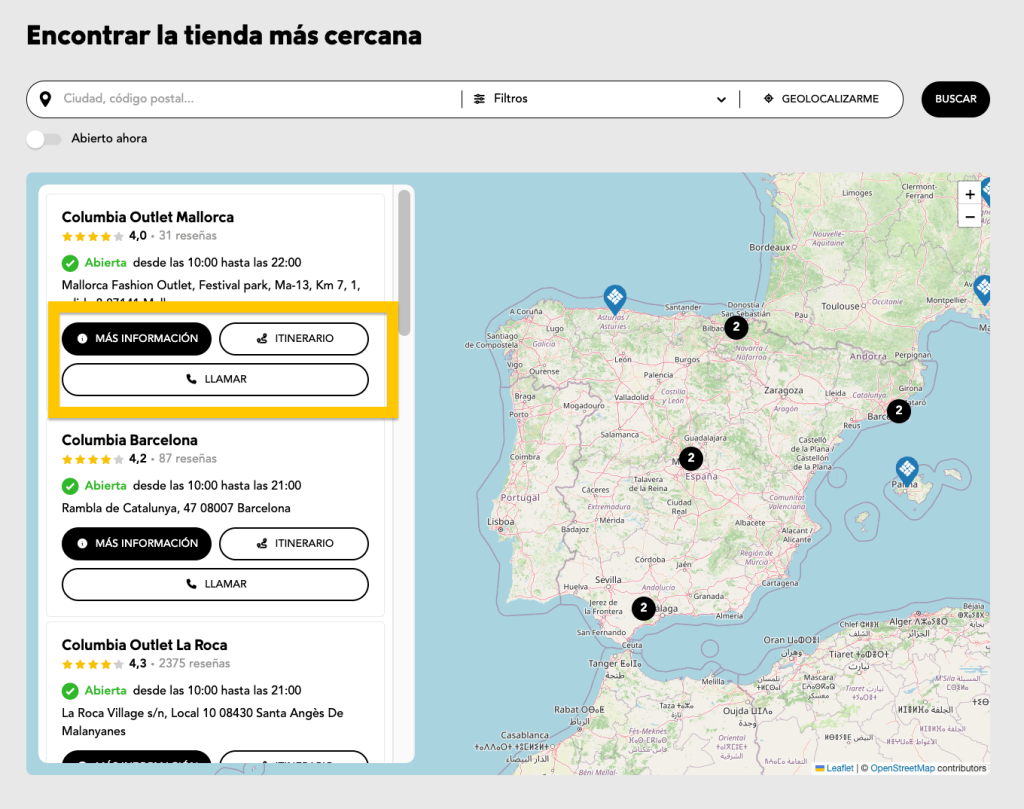ejemplo de store locator