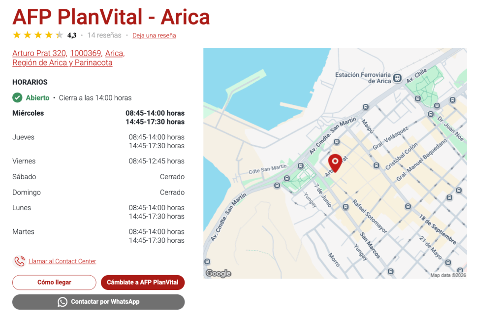 un store locator con diferentes call to action (cta)