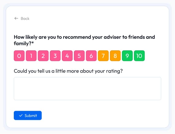 exemple of nps question in a customer satisfaction survey