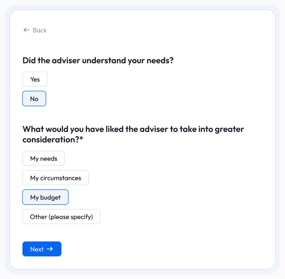 Question for a customer satisfaction survey