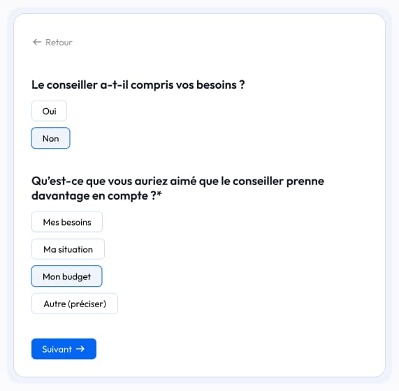 Exemple de question dans une enquête de satisfaction