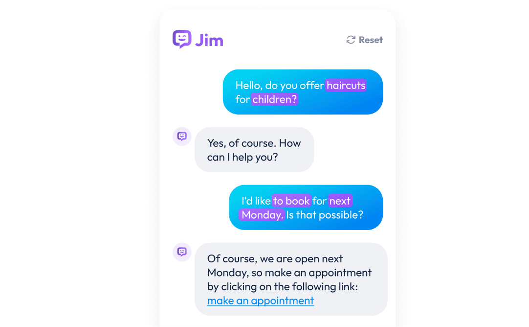 Jim analyzes customer messages.