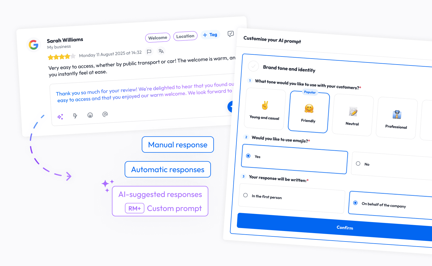 The Partoo platform enables you to respond to your reviews in a variety of ways.