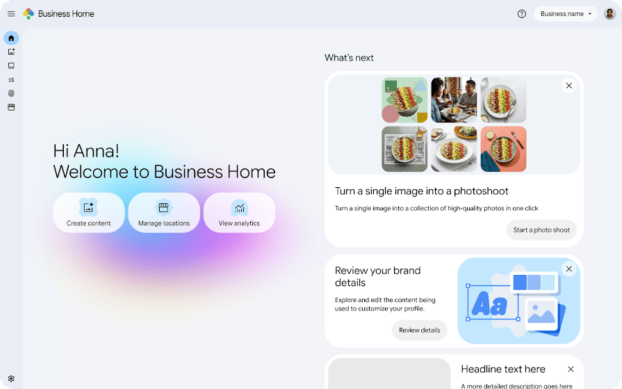 Business Home concentre tous les outils Business de Google
